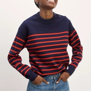 NWOT Everlane Navy and Poppy red Mariner sweater size S